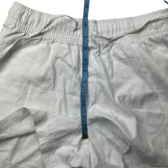 Gap Linen Blend Shorts White Pockets Pull On Drawstring Waist Women's Small - Picture 5 of 10